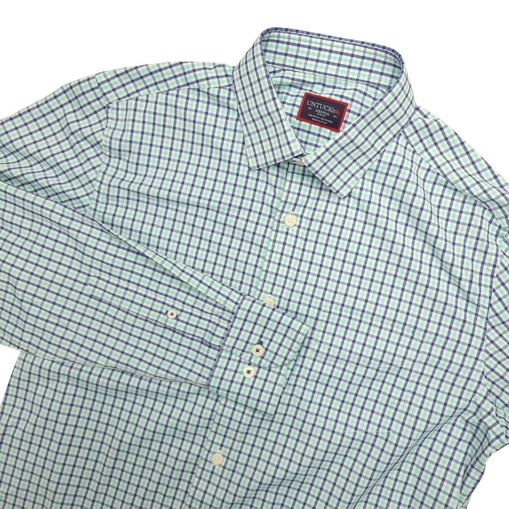 UNTUCKit Truett Shirt Mens M Green Check Long Sleeve Button Up Stretch Casual